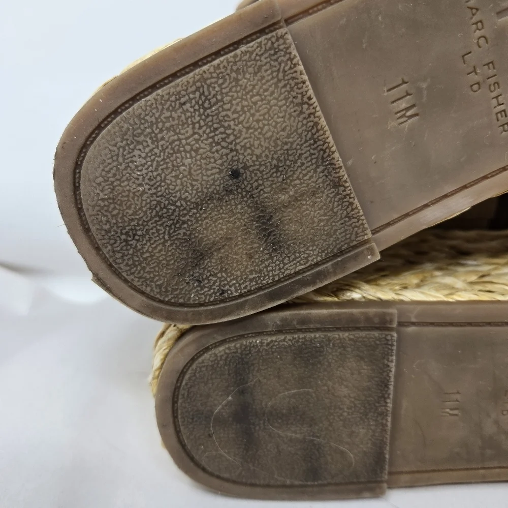 Marc Fisher Patryce Womens Platform Sandels Sz 11M Tan Leather Adj. Straps
